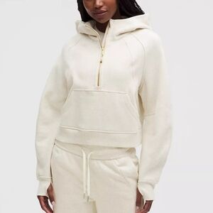 NWT Lululemon Scuba Oversized Half-Zip Hoodie Heathered Bone/Gold XS/S